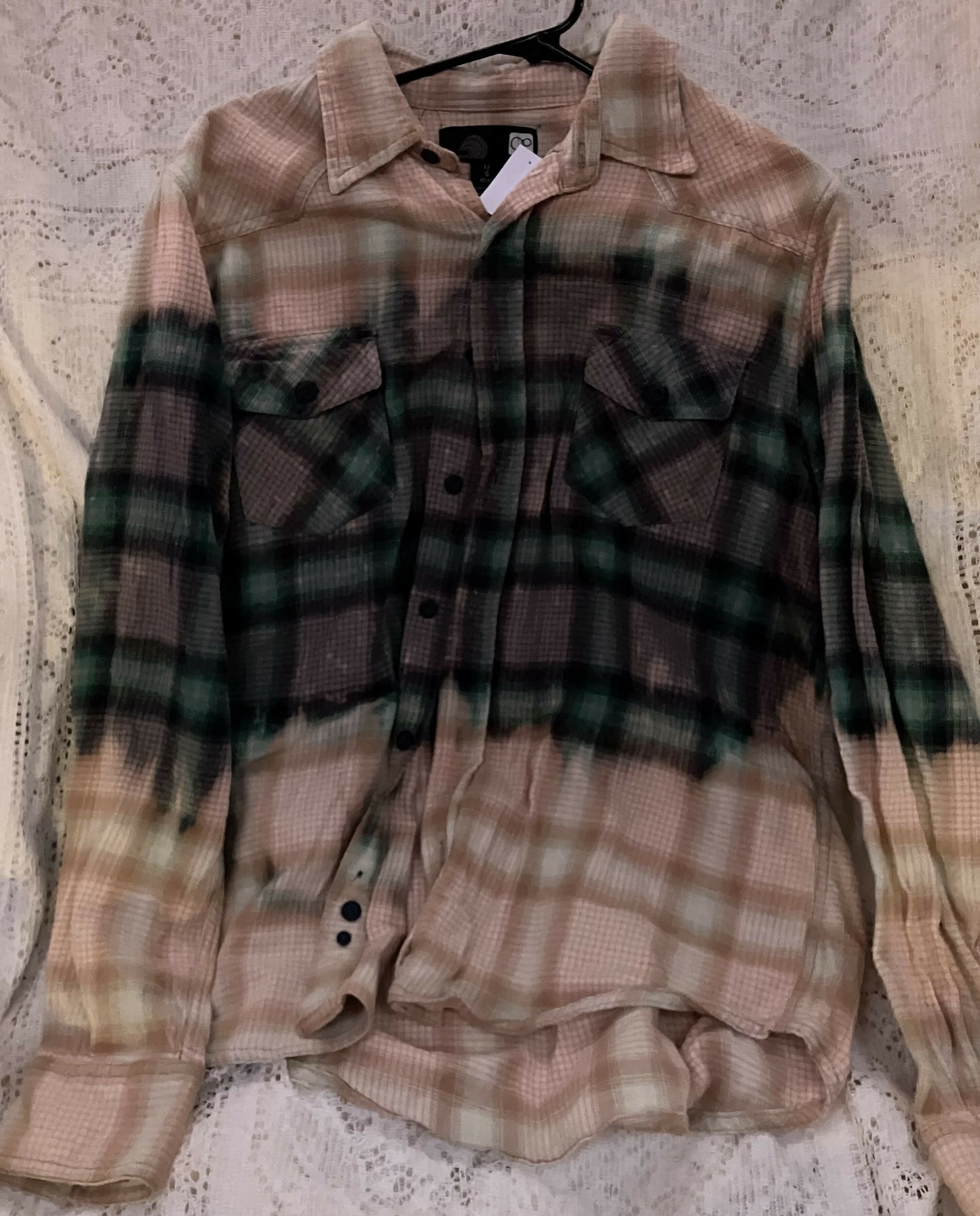 Hand bleached flannel sz LG #2766