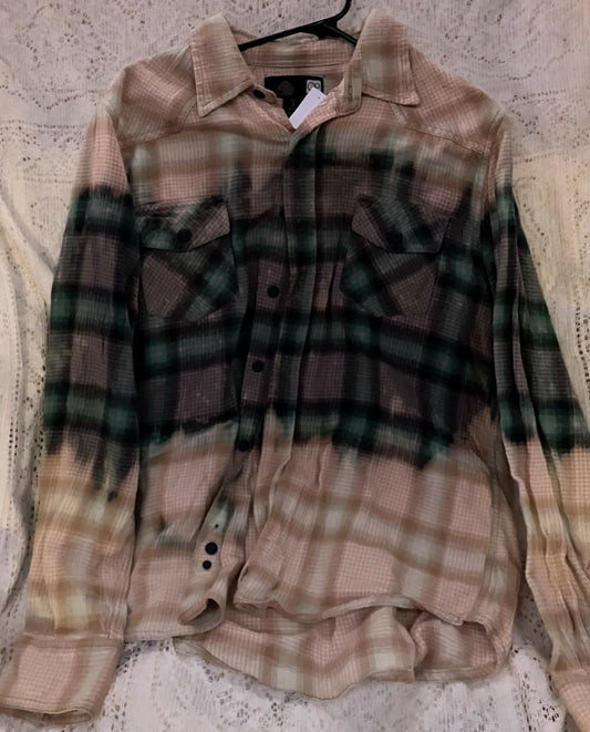 Hand bleached flannel sz LG #2766