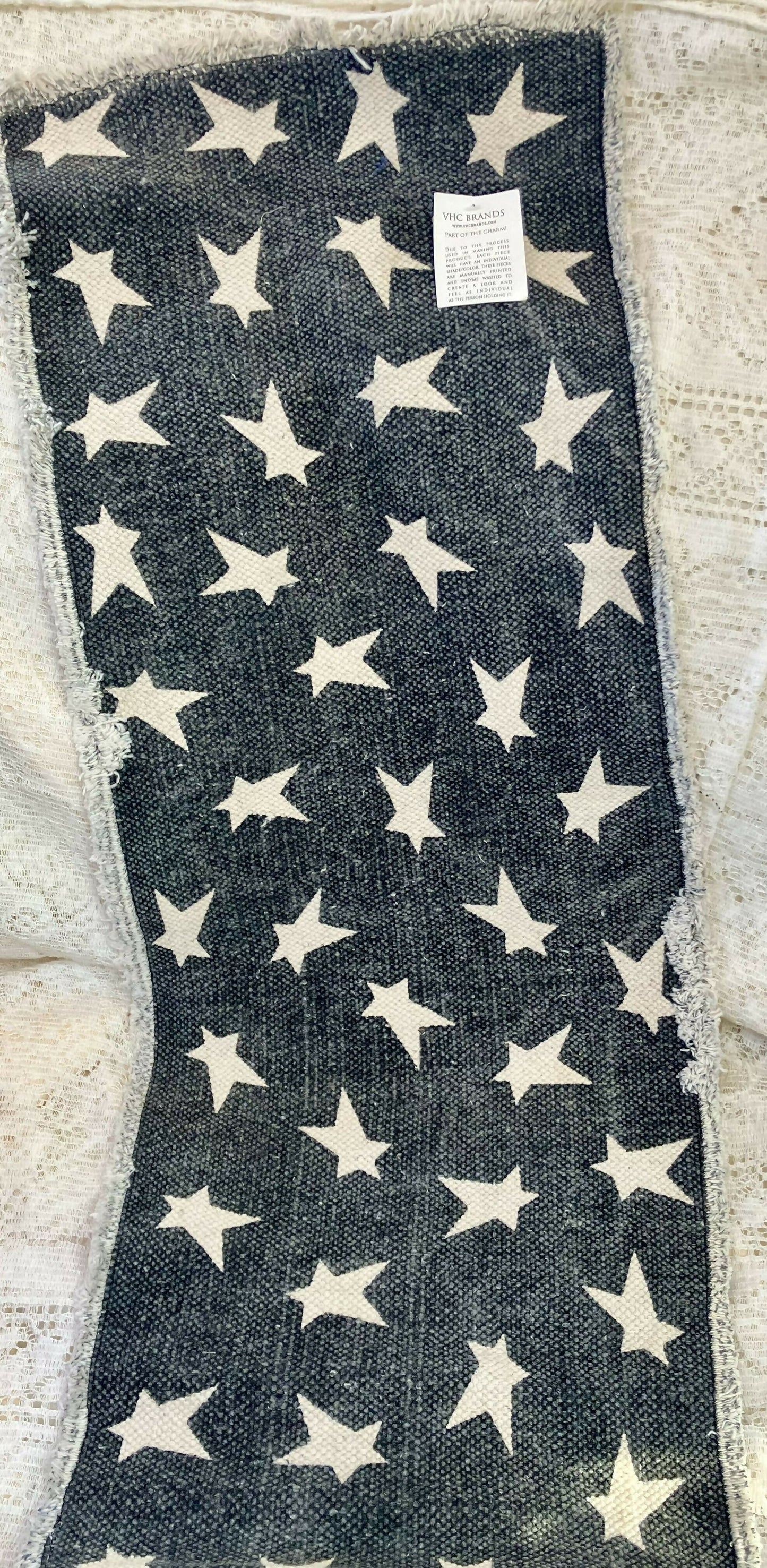#3112 Black white stars table runner 13x36