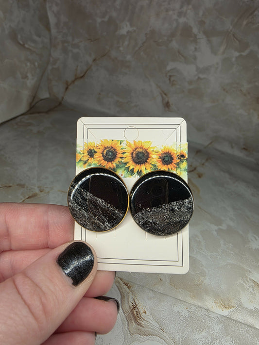 Black Moon Stud Earrings