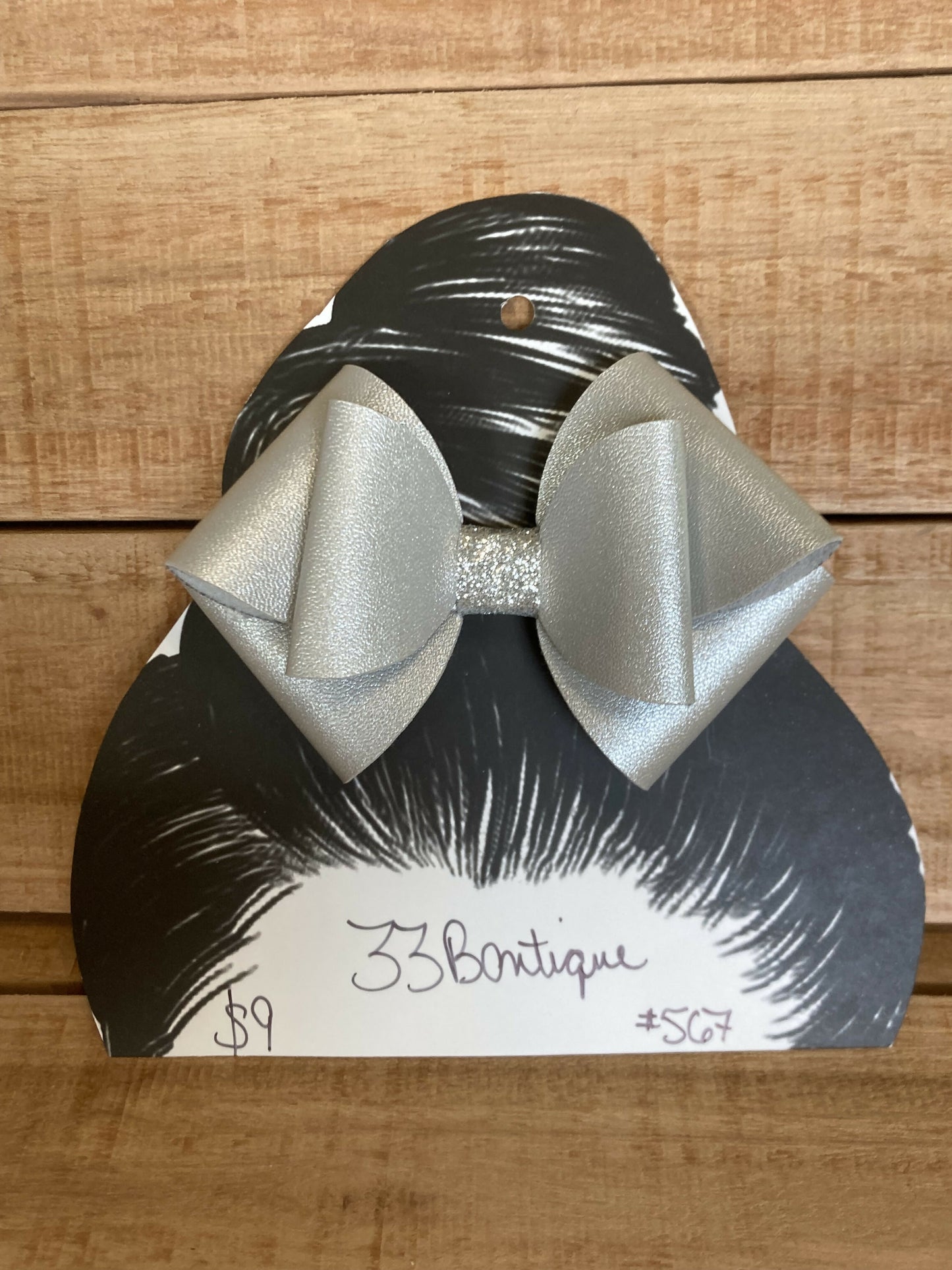 Silver Hair Bow Ponytail