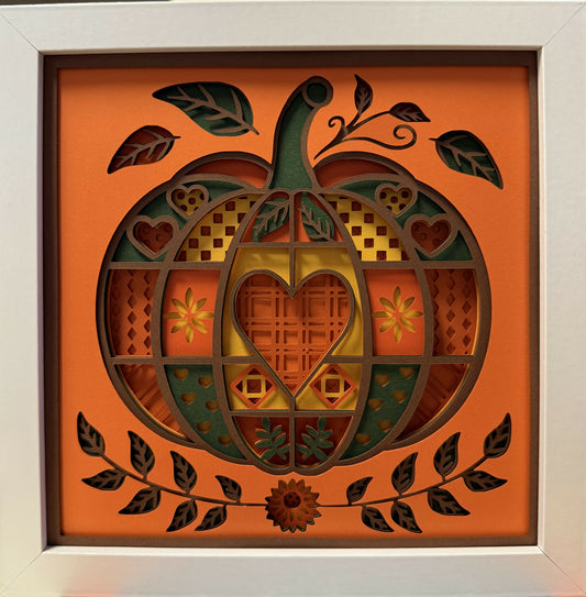 3D Layered Patchwork Pumpkin orange/green