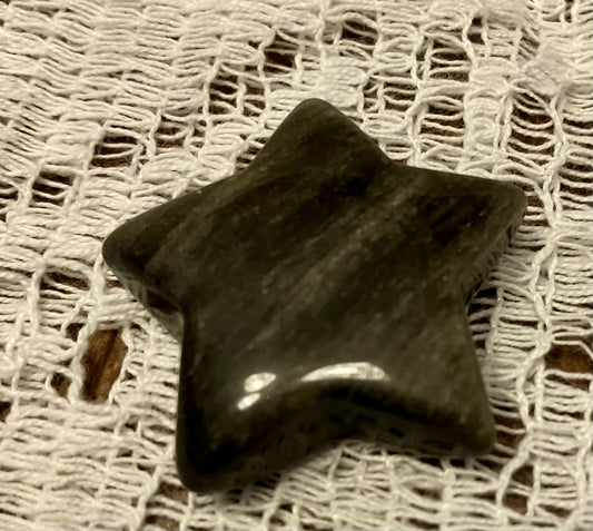 Silver obsidian star #2235
