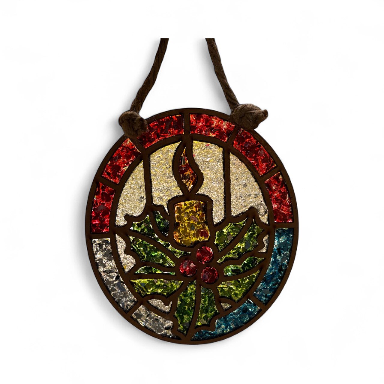 Christmas Candle Crushed Glass Sun Catcher