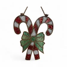 Candy Canes Crushed Glass Sun Catcher