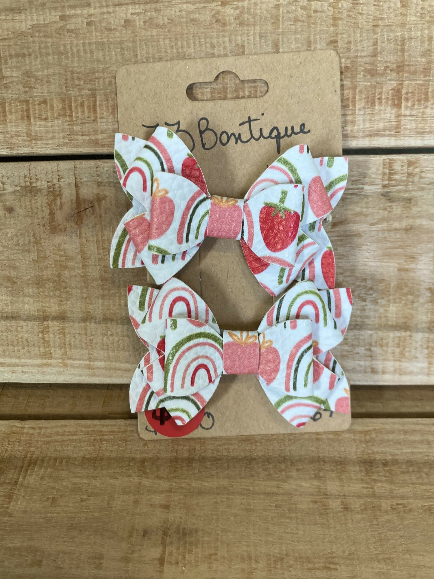 Strawberry and Rainbow Hair Bow Pigtails