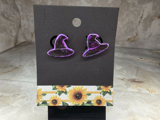 Black & Purple Witch Hat Stud