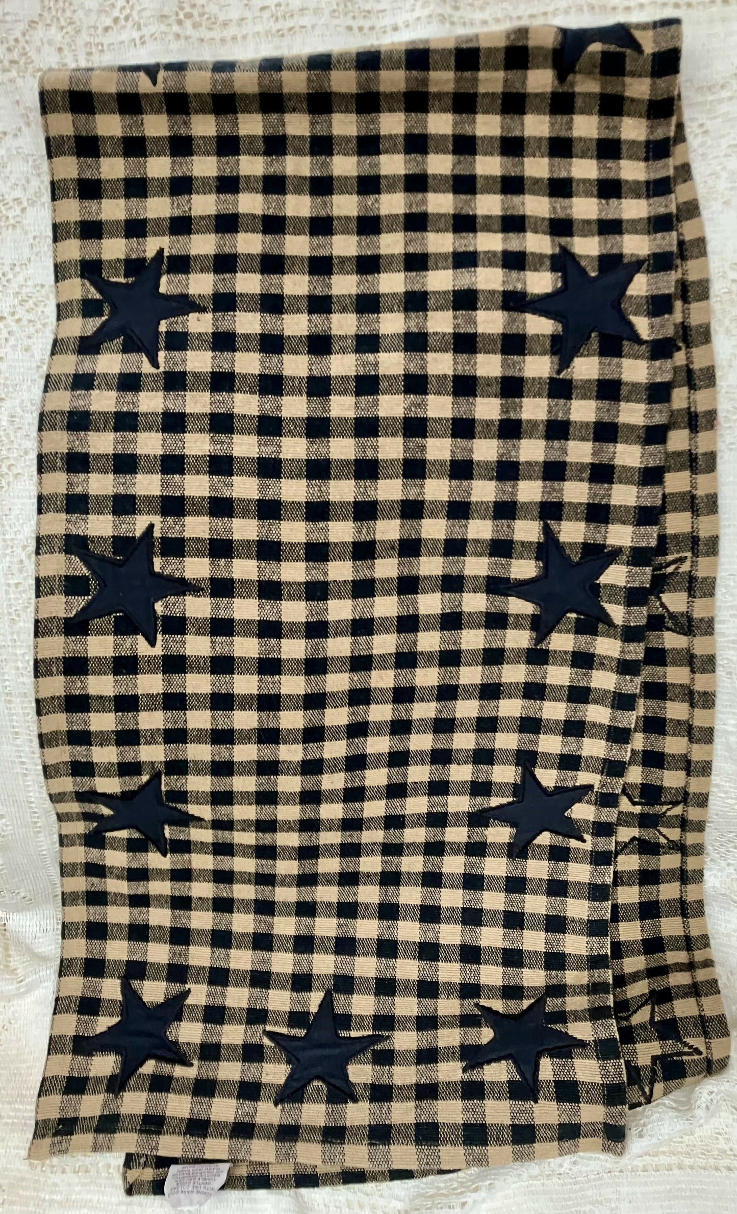 #3065 Black & tan table runner with stars 13 x 54"