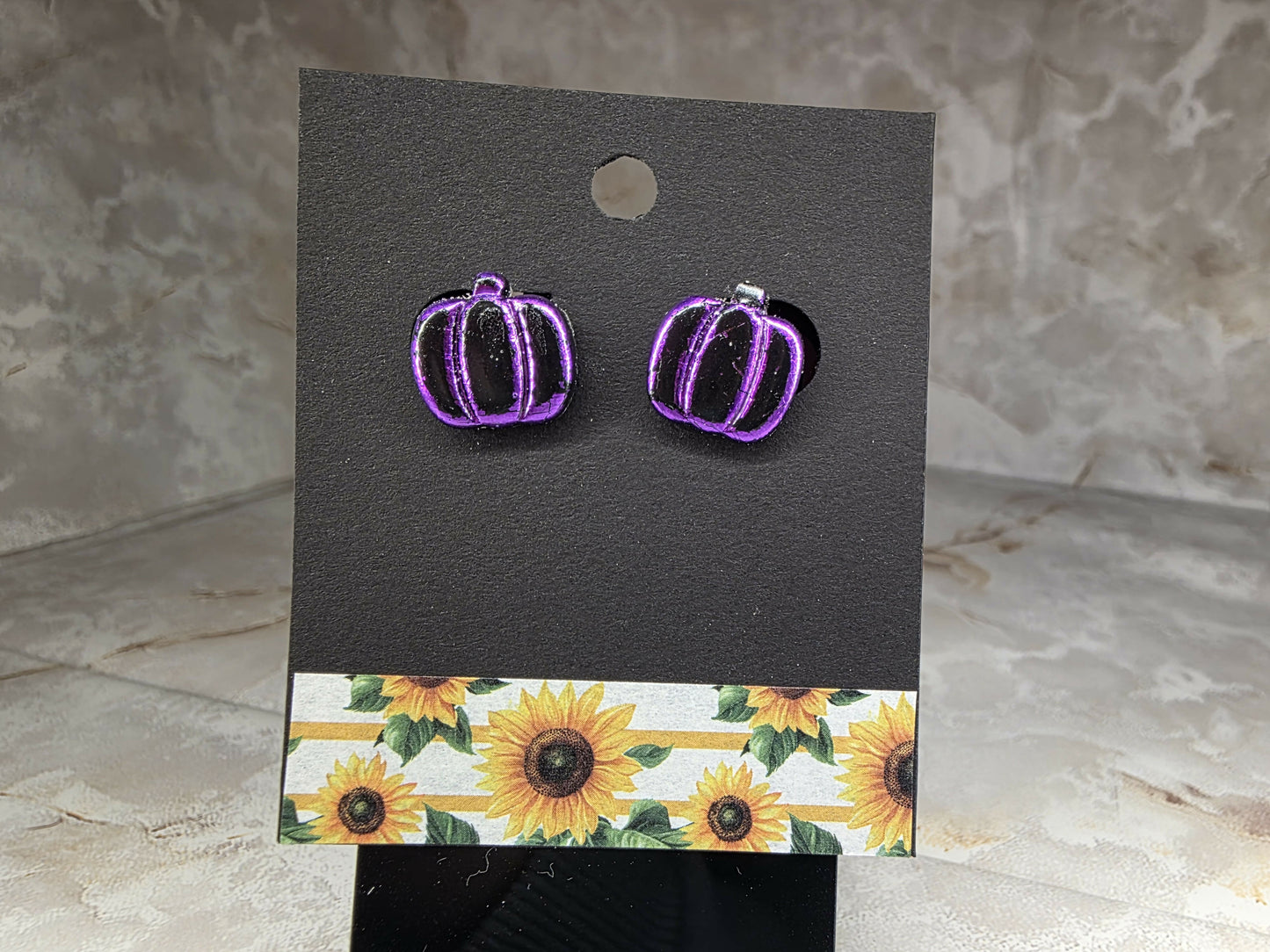 Purple & Black Pumpkin Studs