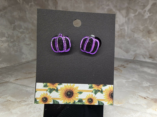 Purple & Black Pumpkin Studs