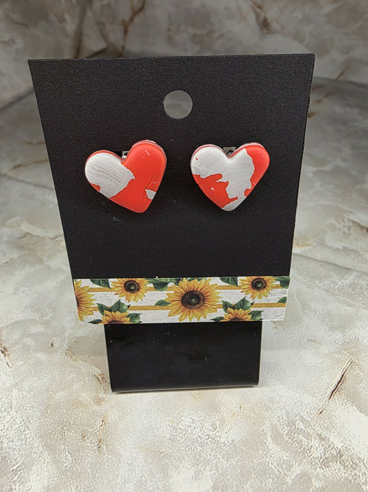 Gray & Red Heart Studs (South Montgomery)