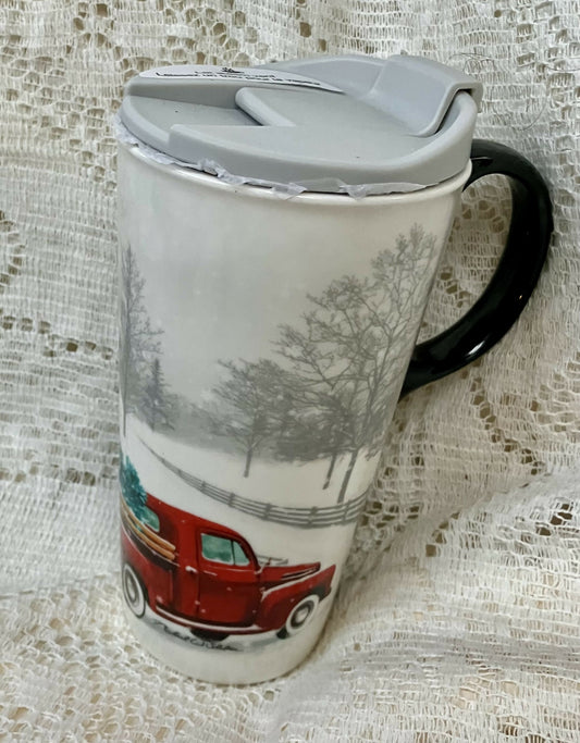 Red truck ceramic mug #2854