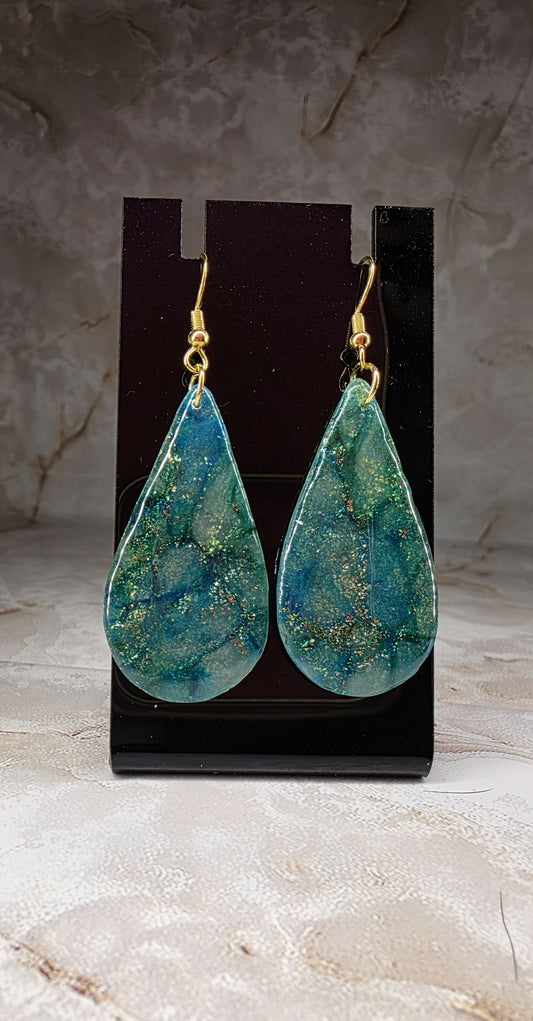 Seafoam Sparkle Teardrop Dangles