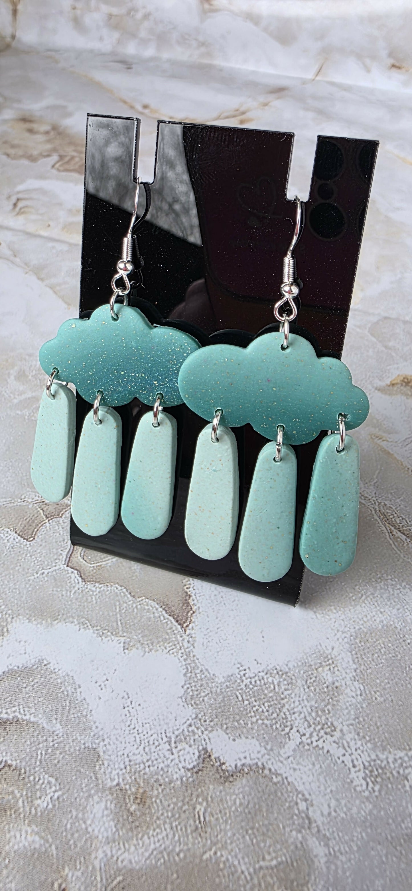 Teal Cloud Rain Earrings