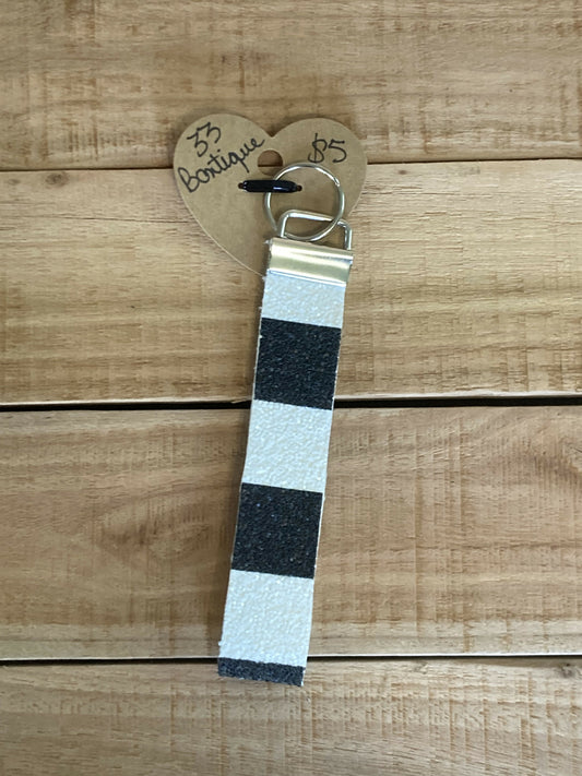Black and White Keychain Wristlet