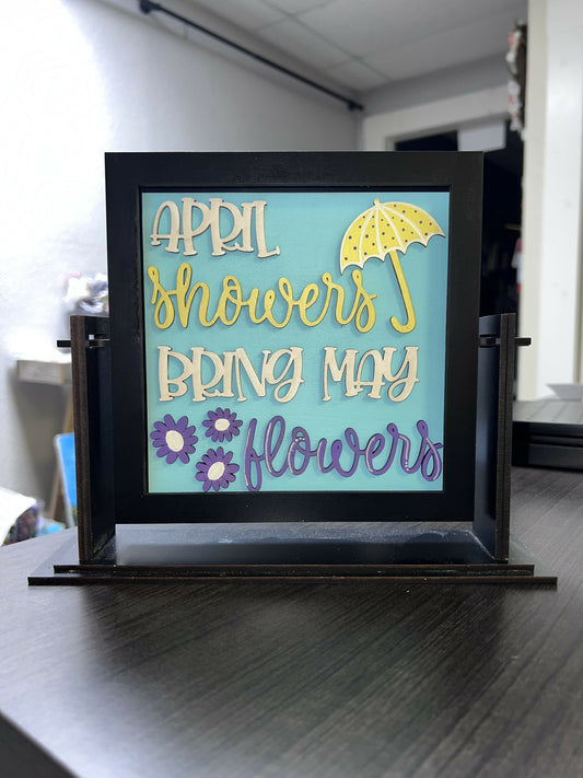 April Showers Bring May Flowers Square Insert