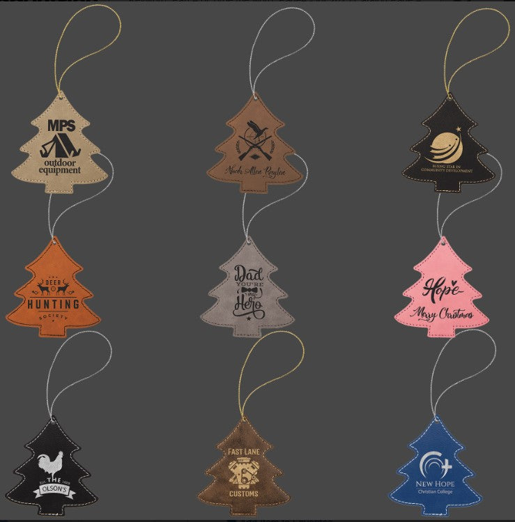 Leatherette Tree Ornament - available in 9 colors