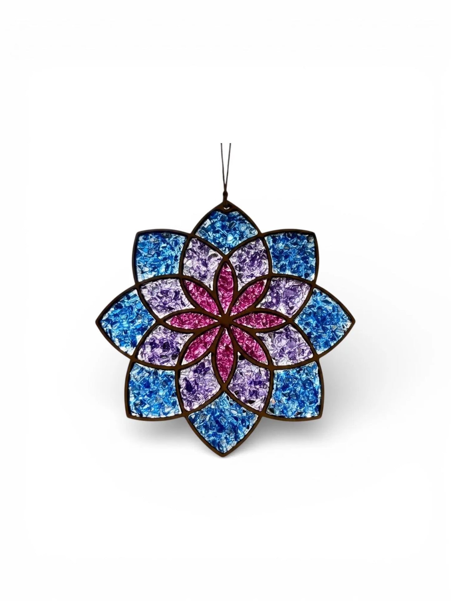 Lotus Crushed Glass Sun Catcher