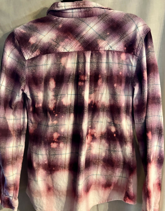 Hand bleached purple flannel sz SM #2886