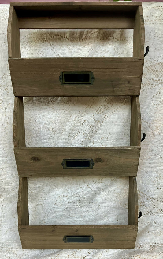#3199 Wooden wall mount organizing storage shelf
