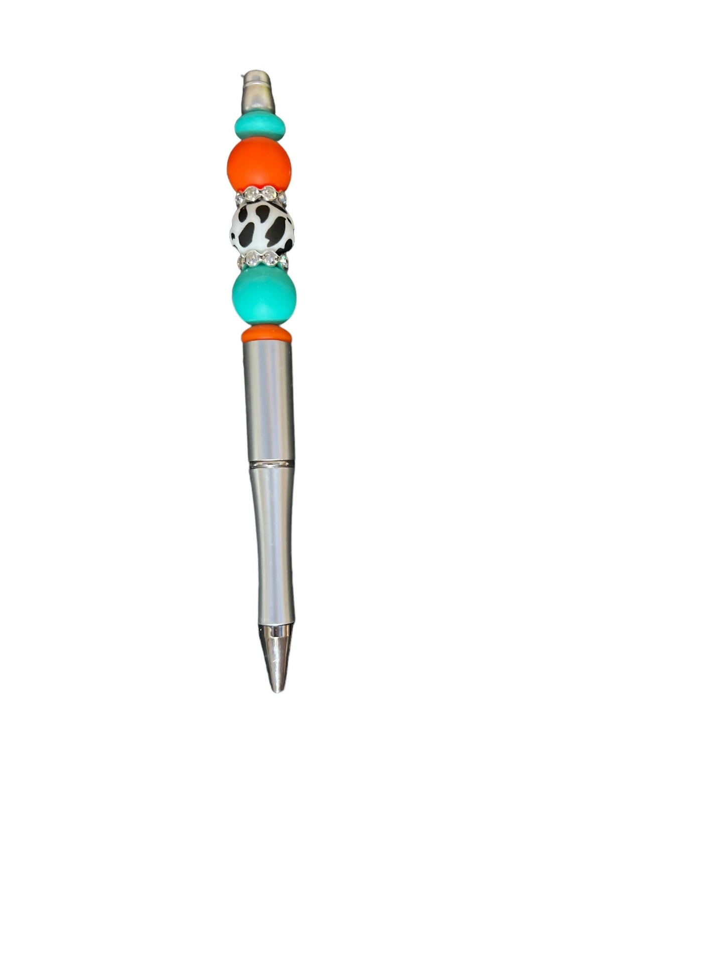 Cow Print Orange & Turquoise Pen