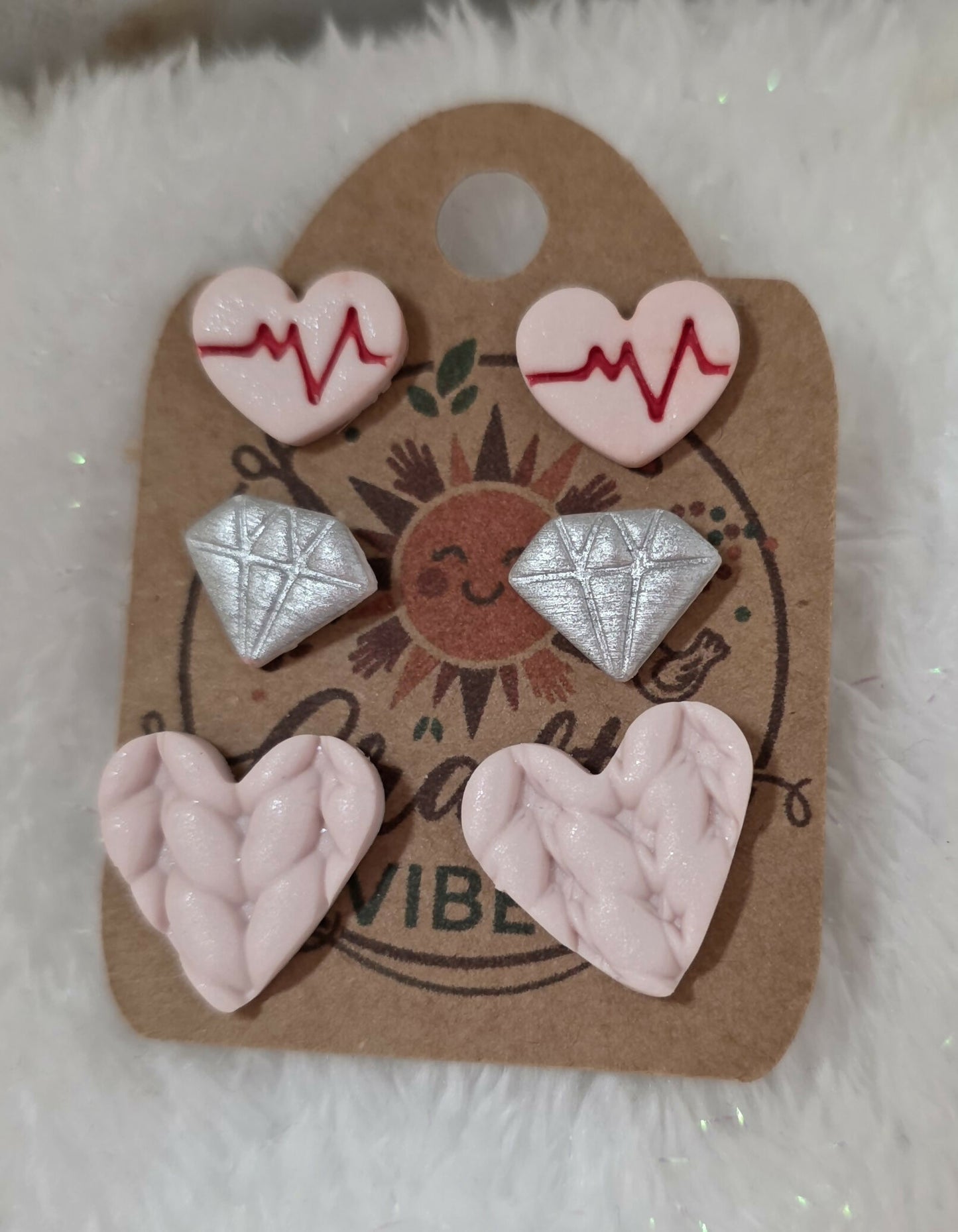 Valentine Heart Stud Set with Diamond Shape