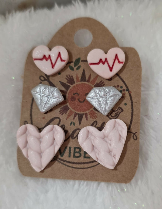 Valentine Heart Stud Set with Diamond Shape