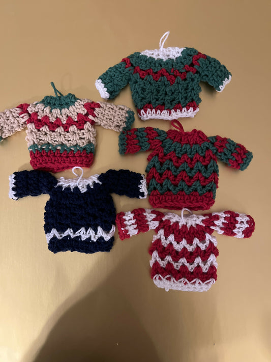 Crocheted Christmas Sweater Ornaments