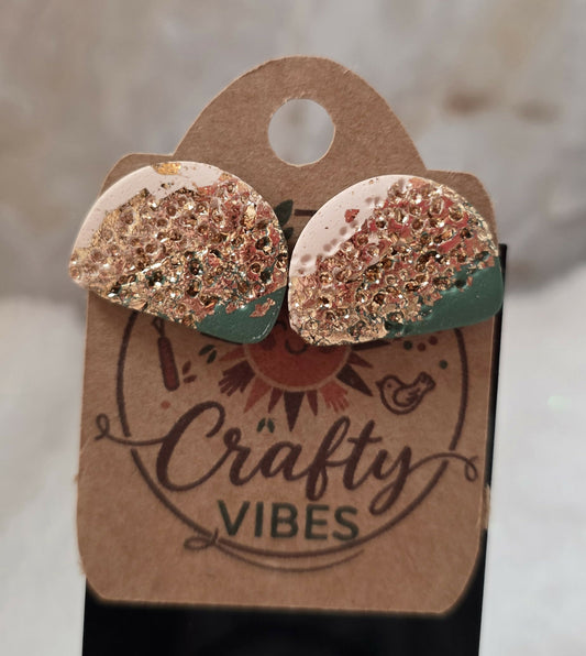 Emerald & Gold Foil Arch Studs