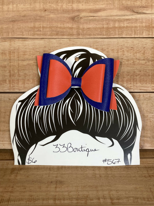 Blue and Orange Hair Bow Ponytail