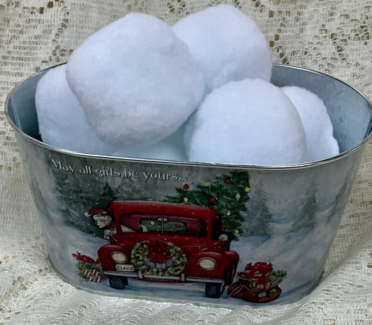 Oval metal tin with snowballs #2480