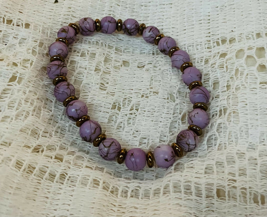lavender beaded bracelet #1916