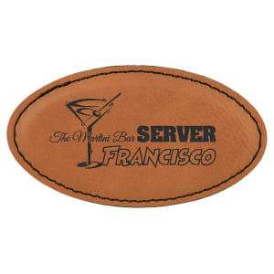 3" x 1 1/2" Leatherette Oval Badge