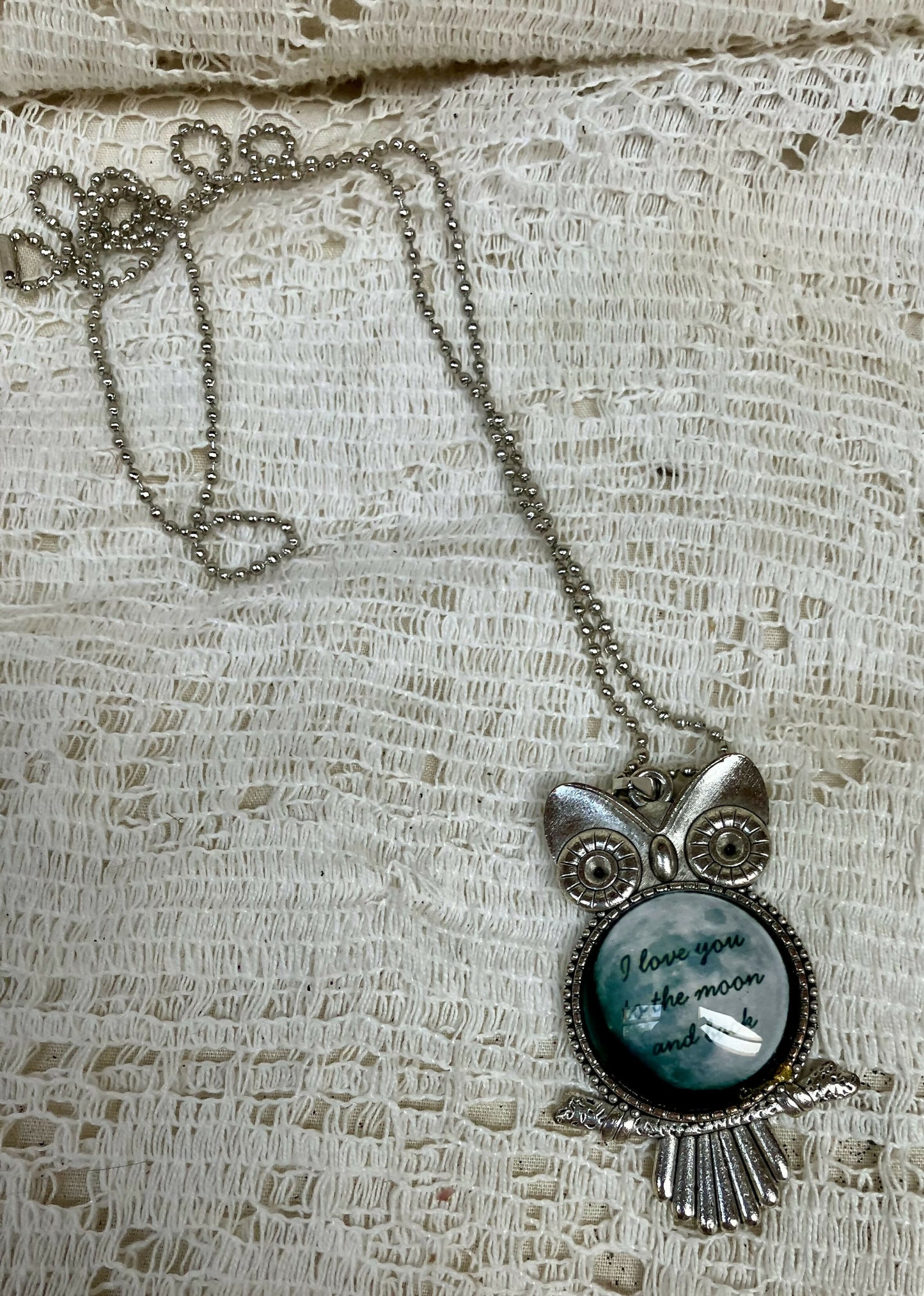 #3264 Owl I love you cabochon necklace