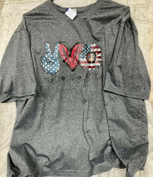 #1869 Peace, love & America Tee 3xl