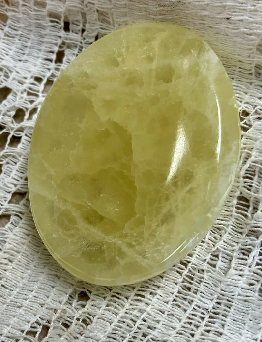 #3051 Lg lemon calcite worry stone