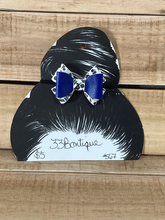 Blue Racing Bike Hair Bow Ponytail