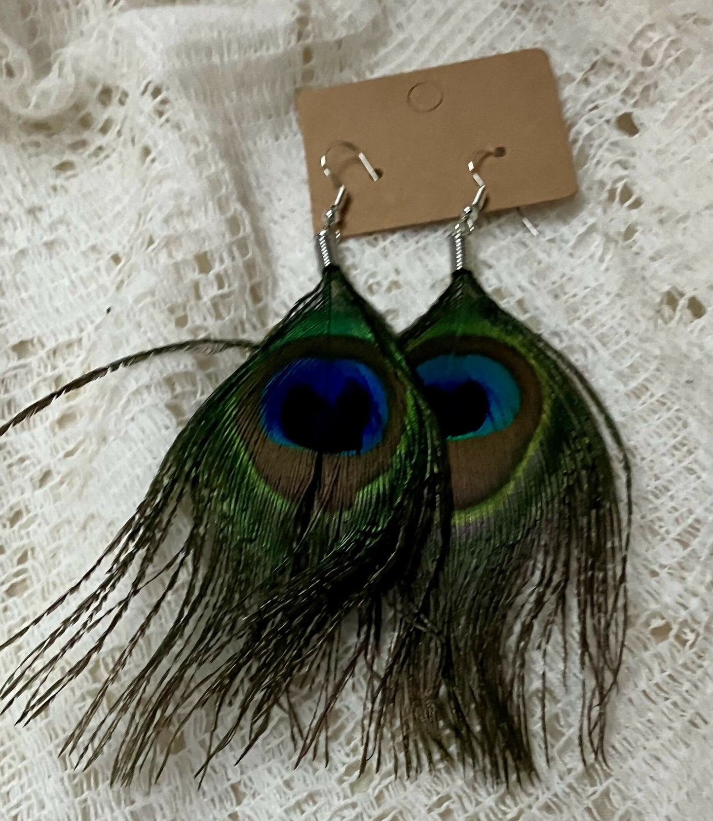 #3126 Peacock feather earrings