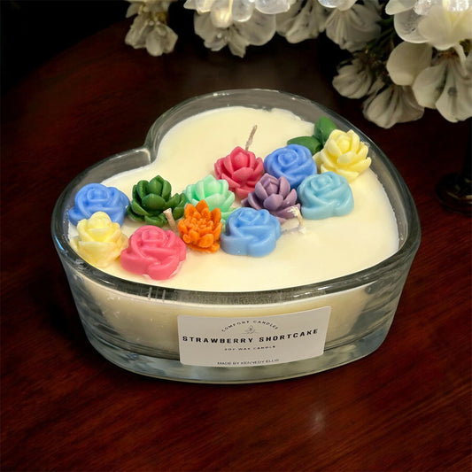Strawberry shortcake large heart candle