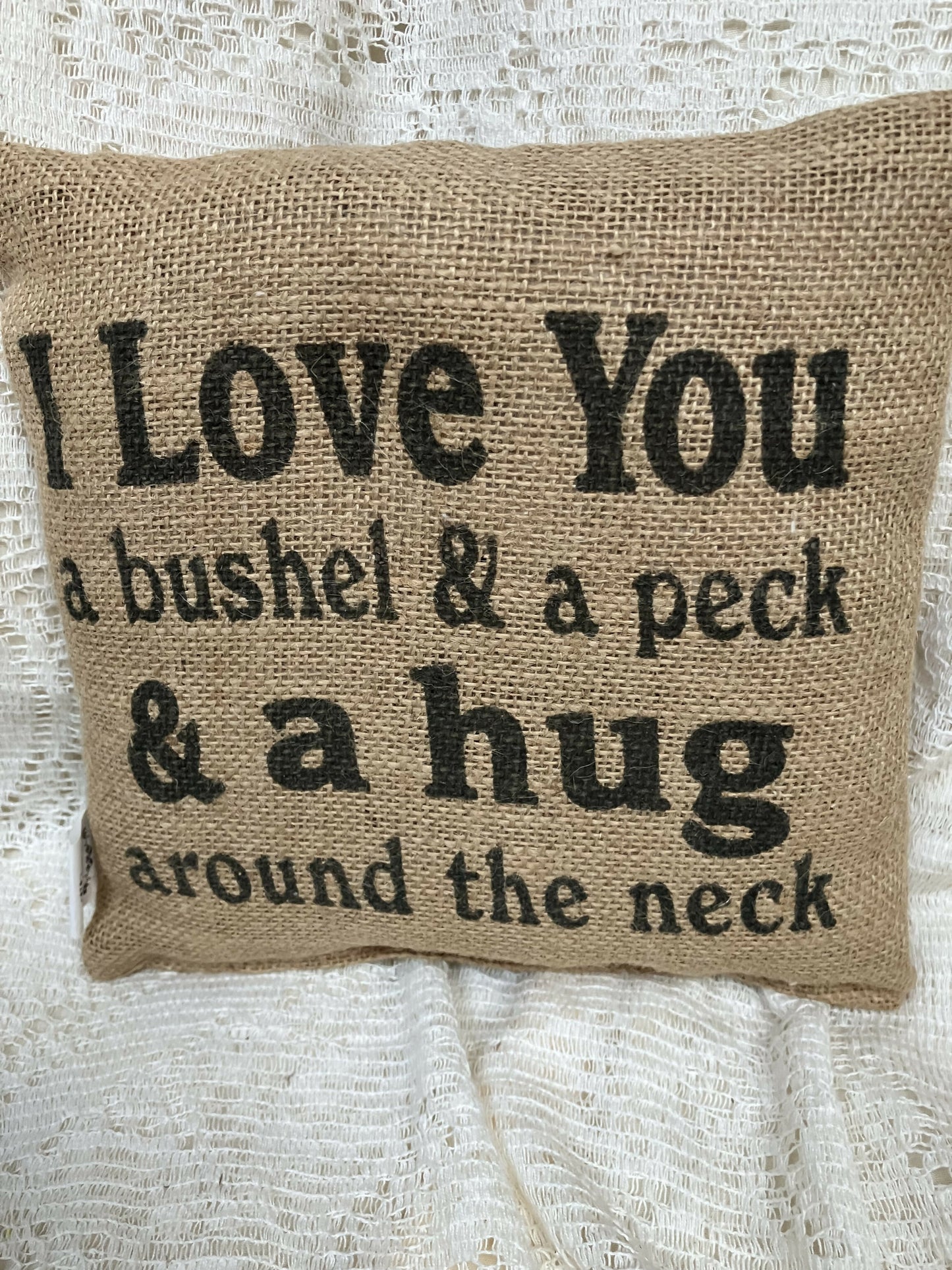 #1634 I love you burlap pillow