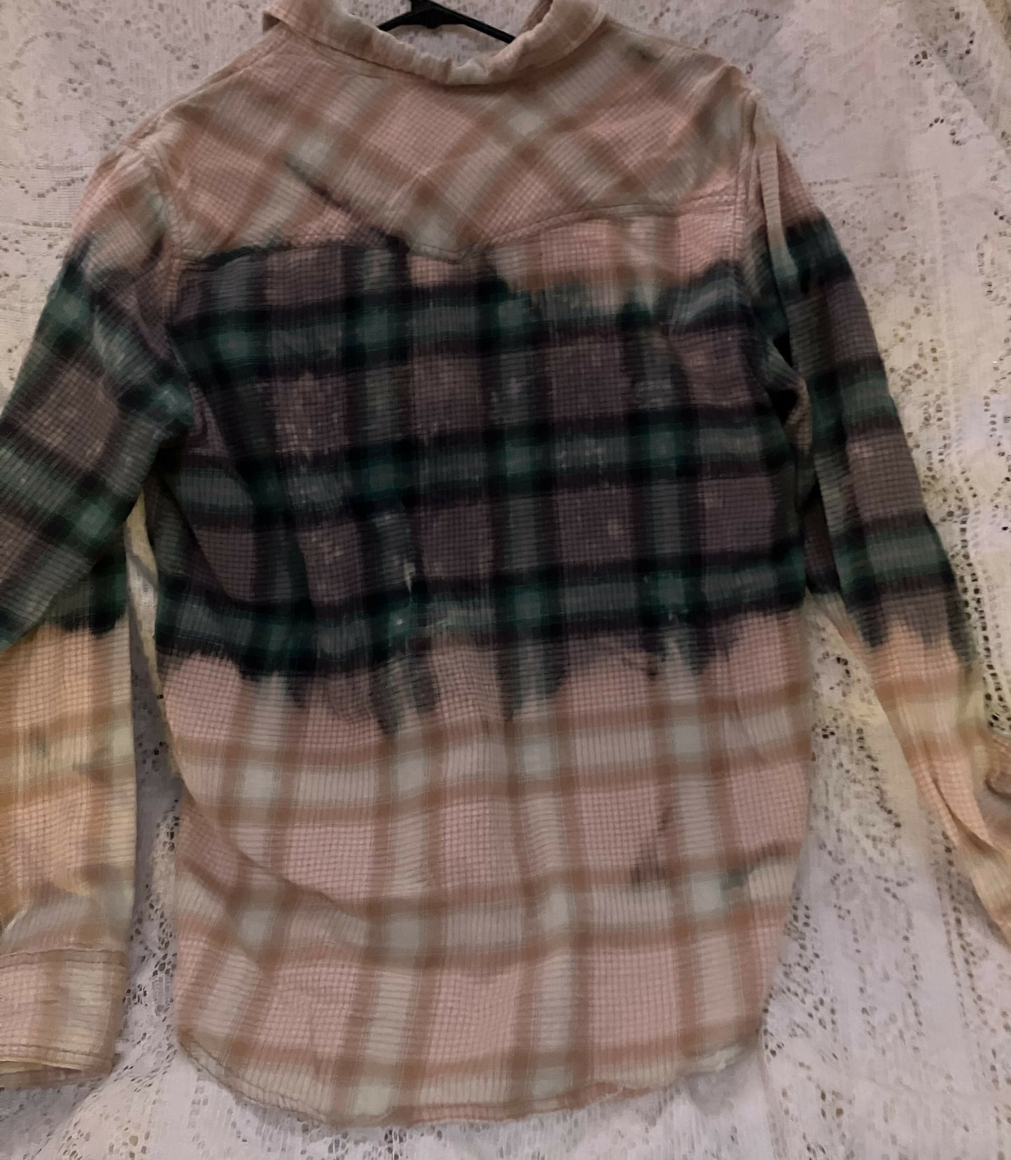 Hand bleached flannel sz LG #2766