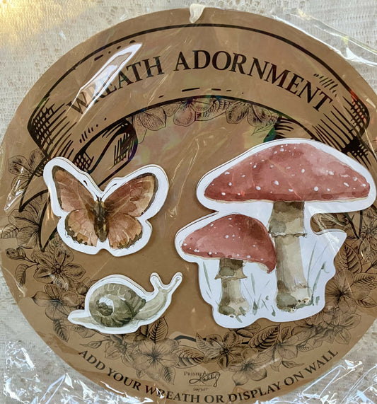 Mushroom wreath adornment #2582