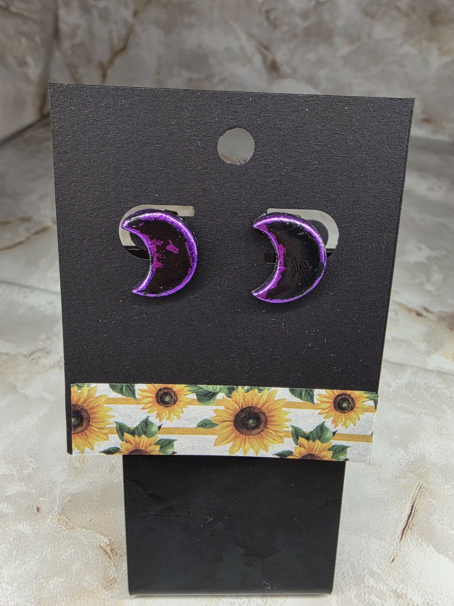 Black & Purple Moon Studs