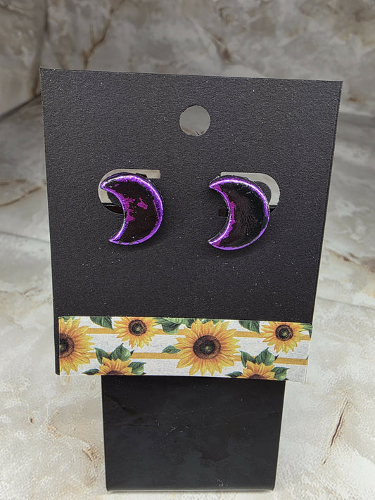 Black & Purple Moon Studs