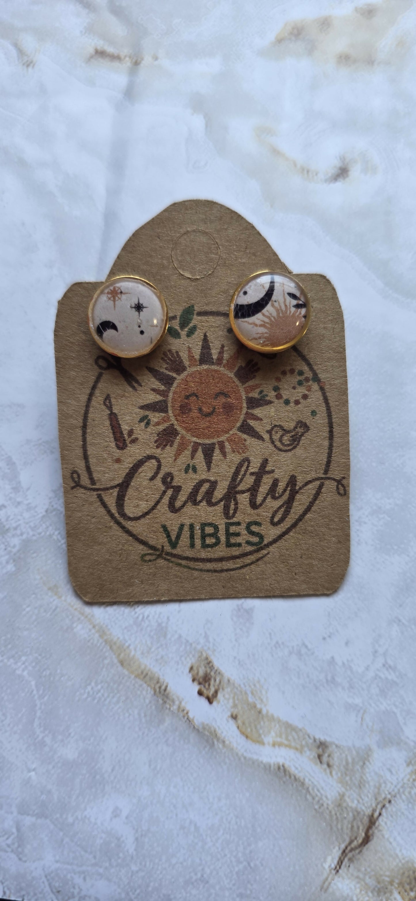 Celestial Moon & Sun Stud Earrings