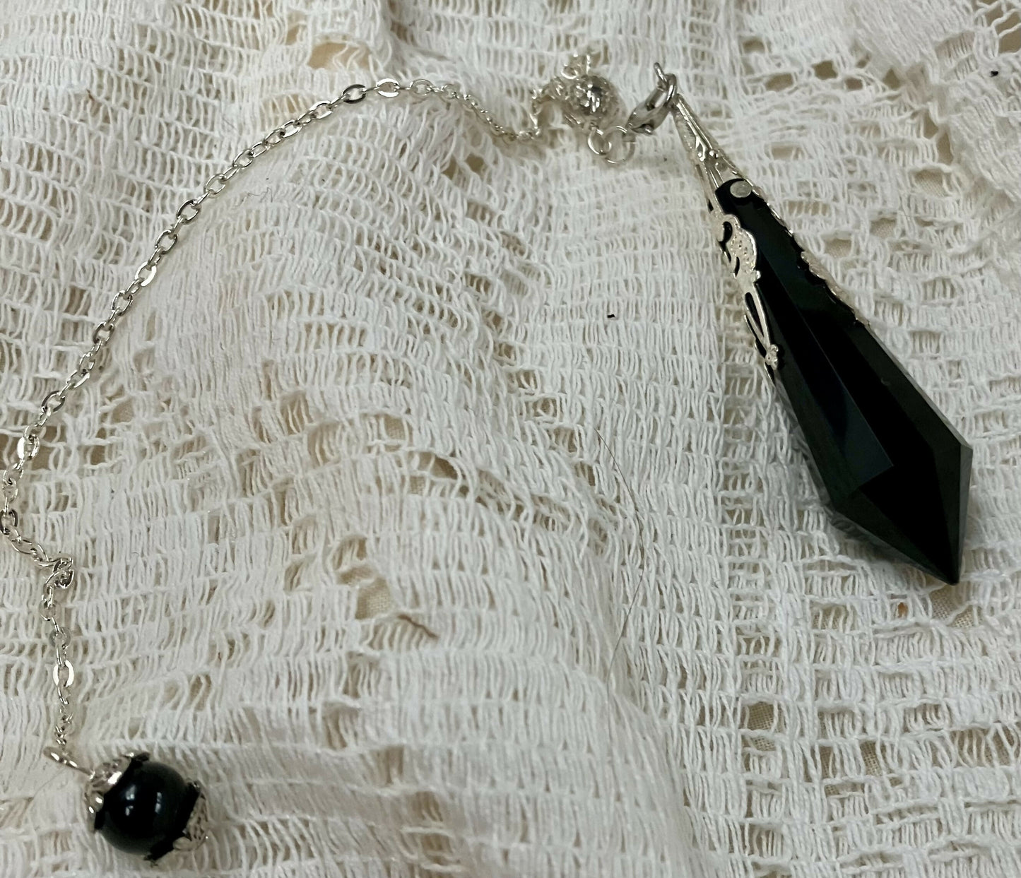 #3142 Black obsidian pendulum