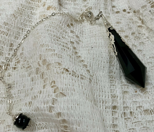 #3142 Black obsidian pendulum