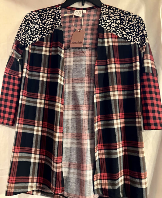 Girls red patch cardigan 10/12 #3042