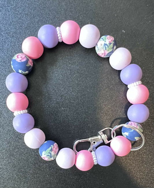 Floral Pink Purple Wristlet
